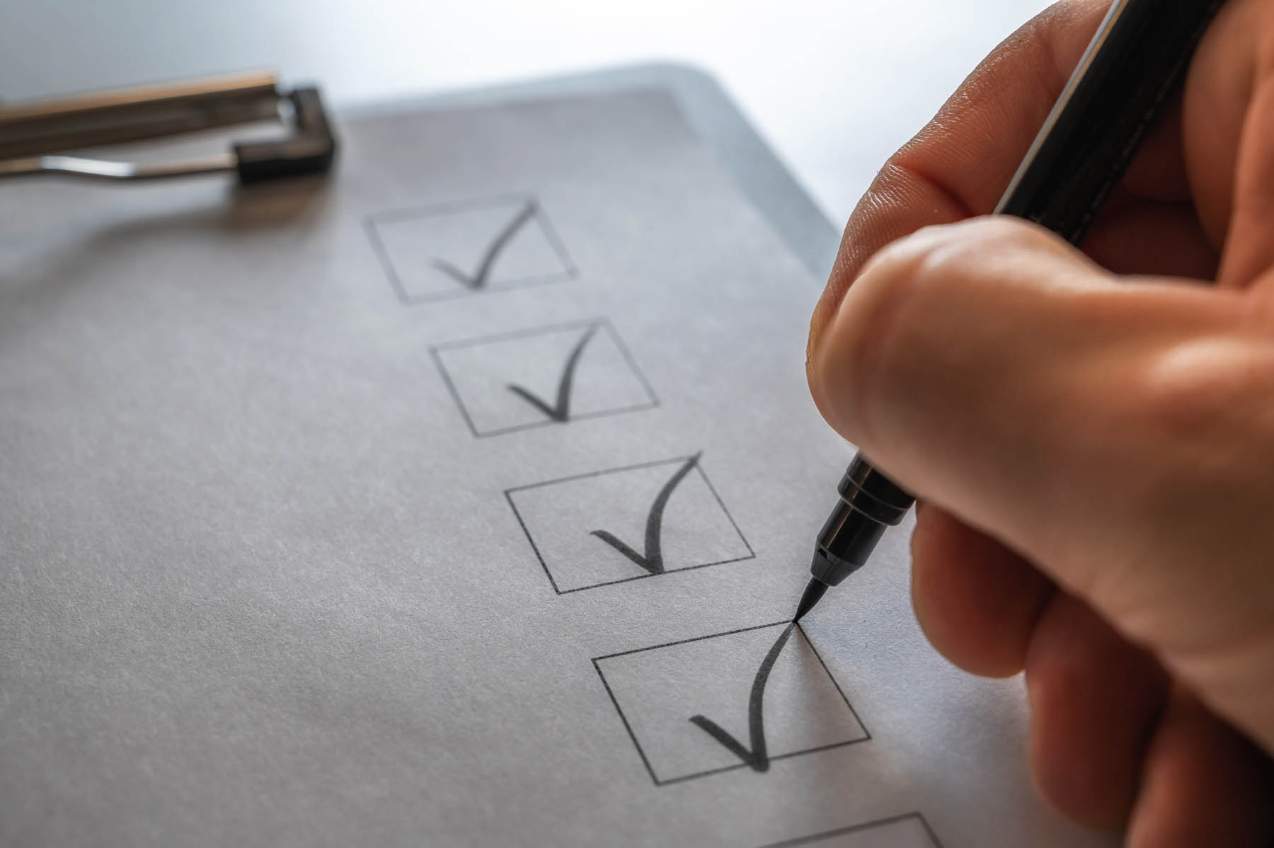 Organized processing of tasks represented with a ticked off checklist